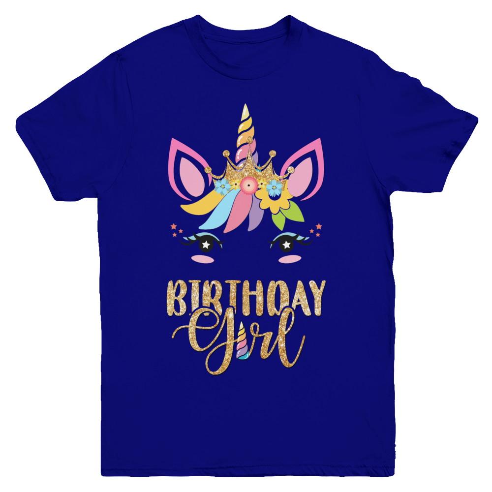 Cute Unicorn Girl Daughter Birthday Gift Youth-Youth Shirt-Youth T-Shirt-Navy