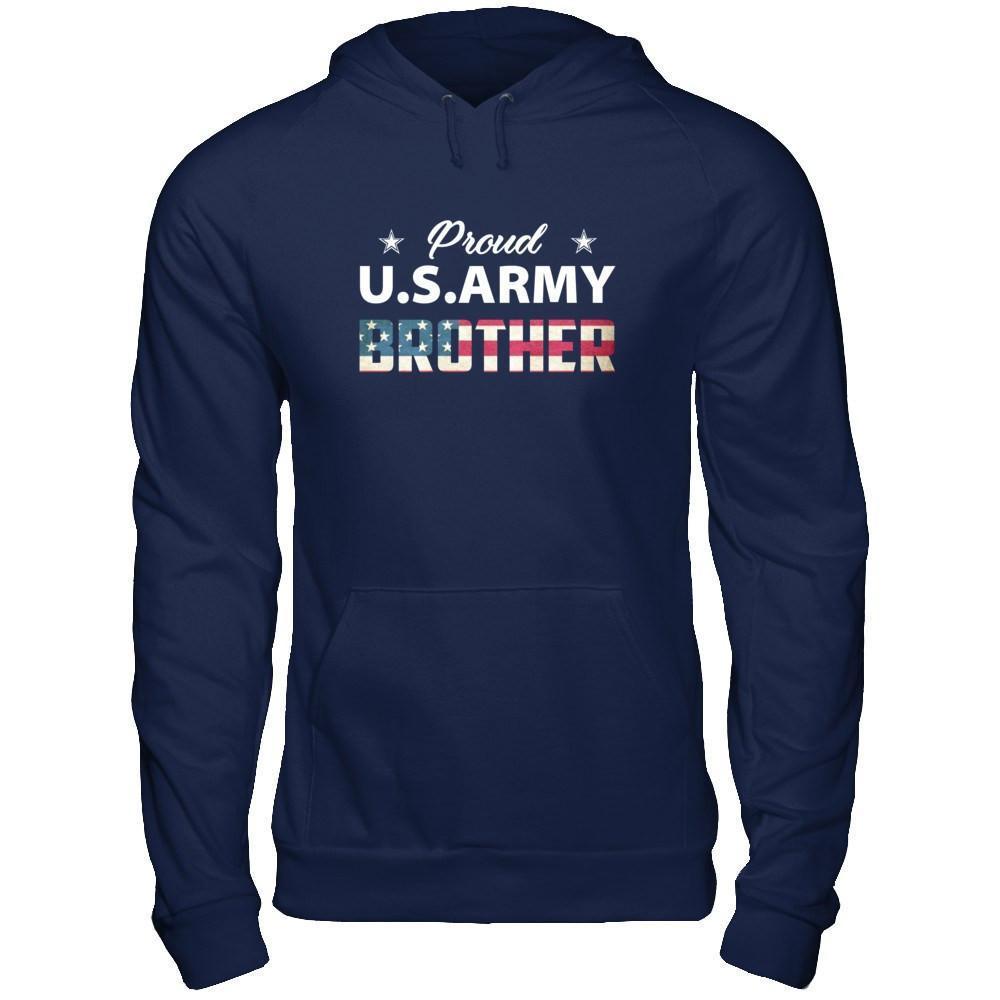 Proud Us Army Brother-T-Shirt & Hoodie-Pullover Hoodie-Navy