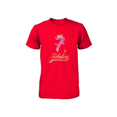 7Th And Fabulous Seven Birthday Youth-Youth Shirt-Youth T-Shirt-Red