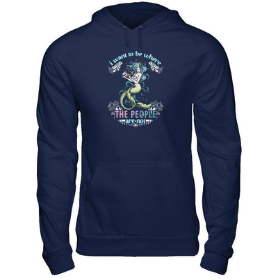 I Want To Be Where The People Are Not-T-Shirt & Tank Top-Pullover Hoodie-Navy