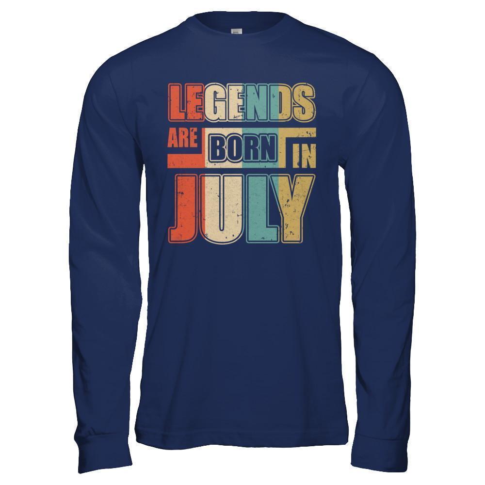 Classic Vintage Legends Are Born In July Birthday-T-Shirt & Hoodie-Long Sleeve T-Shirt-Navy