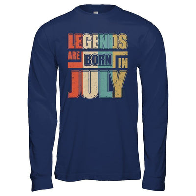 Classic Vintage Legends Are Born In July Birthday-T-Shirt & Hoodie-Long Sleeve T-Shirt-Navy