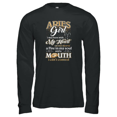 I'm An Aries Girl Lipstick March April Funny Zodiac Birthday-T-Shirt & Tank Top-Long Sleeve T-Shirt-Black