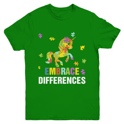 Autism Awareness Puzzle Piece Unicorn Embrace Differences Youth-Youth Shirt-