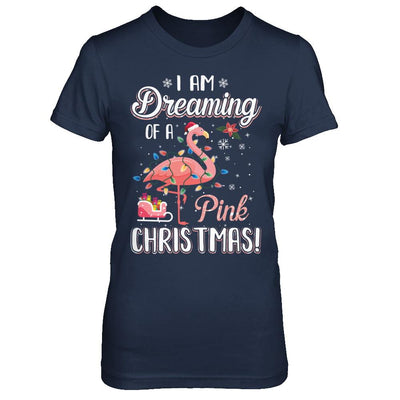 I Am Dreaming Of A Pink Christmas Flamingo Gifts-T-Shirt & Sweatshirt-Women's T-Shirt-Navy