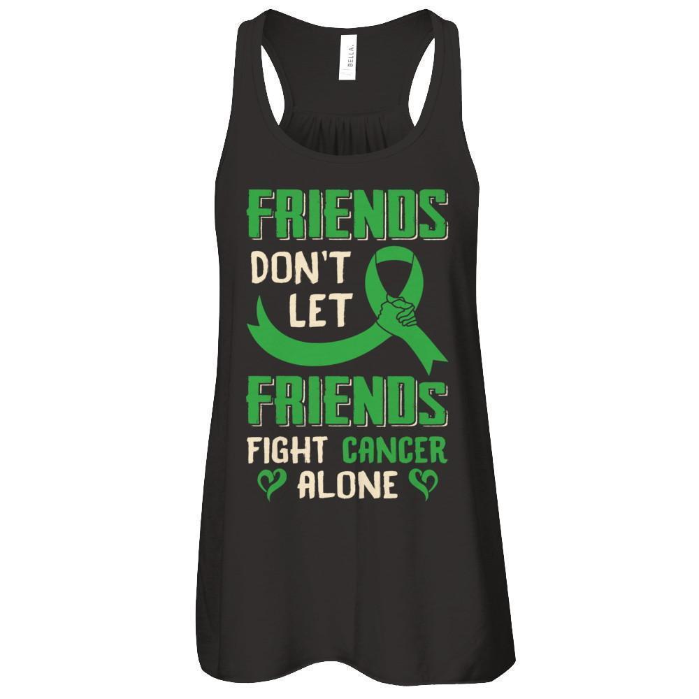 Friends Don't Let Friends Fight Cancer Alone Green Awareness-T-Shirt & Tank Top-Women's Flowy Racerback Tank-Black
