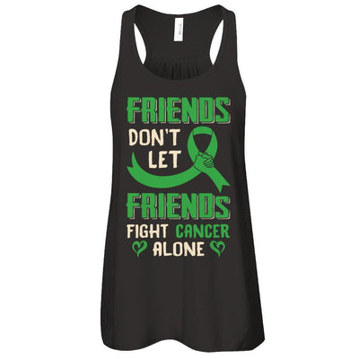 Friends Don't Let Friends Fight Cancer Alone Green Awareness-T-Shirt & Tank Top-Women's Flowy Racerback Tank-Black