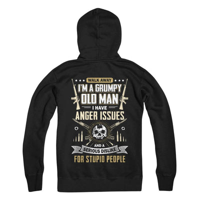 Walk Away I Am Grumpy Old Man I Have Anger Issues-T-Shirt & Hoodie-Pullover Hoodie-Black