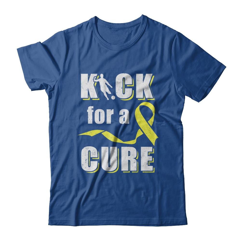 Kick For A Cure Soccer Yellow Childhood Cancer Awareness-T-Shirt & Hoodie-Classic T-Shirt-Royal