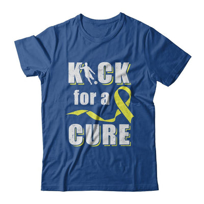 Kick For A Cure Soccer Yellow Childhood Cancer Awareness-T-Shirt & Hoodie-Classic T-Shirt-Royal