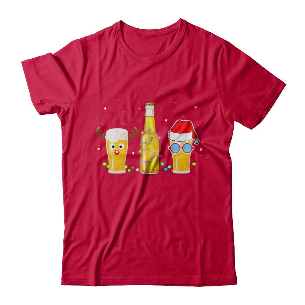 Xmas Merry Christmas Drinking Beer Gift-T-Shirt & Sweatshirt-Classic T-Shirt-Red