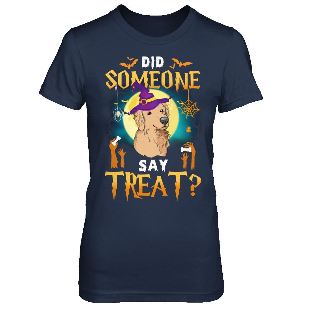 Did Someone Say Treat Golden Retriever Halloween Costume-T-Shirt & Hoodie-Women's T-Shirt-Navy