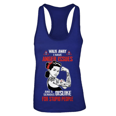 Walk Away I Have Anger Issues Tattooed Woman-T-Shirt & Tank Top-Women's Ideal Racerback Tank-Royal
