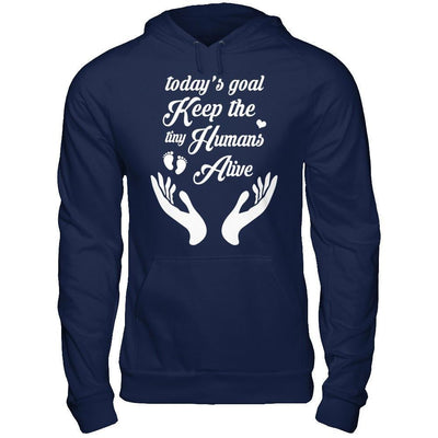 Today's Goal Keep The Tiny Humans Alive-T-Shirt & Hoodie-Pullover Hoodie-Navy