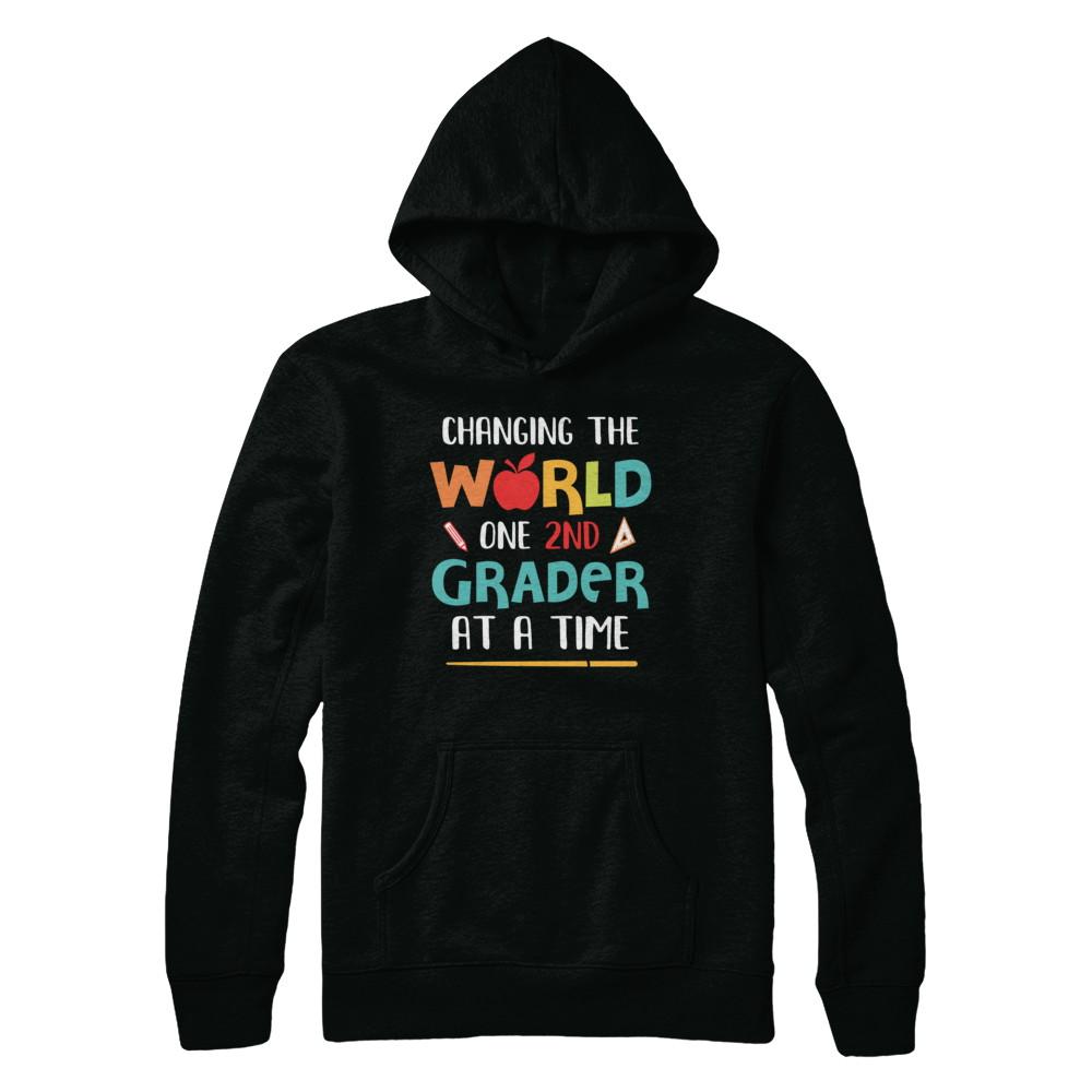 Changing The World One 2nd Grader Back To School Teacher-T-Shirt & Hoodie-Pullover Hoodie-Black