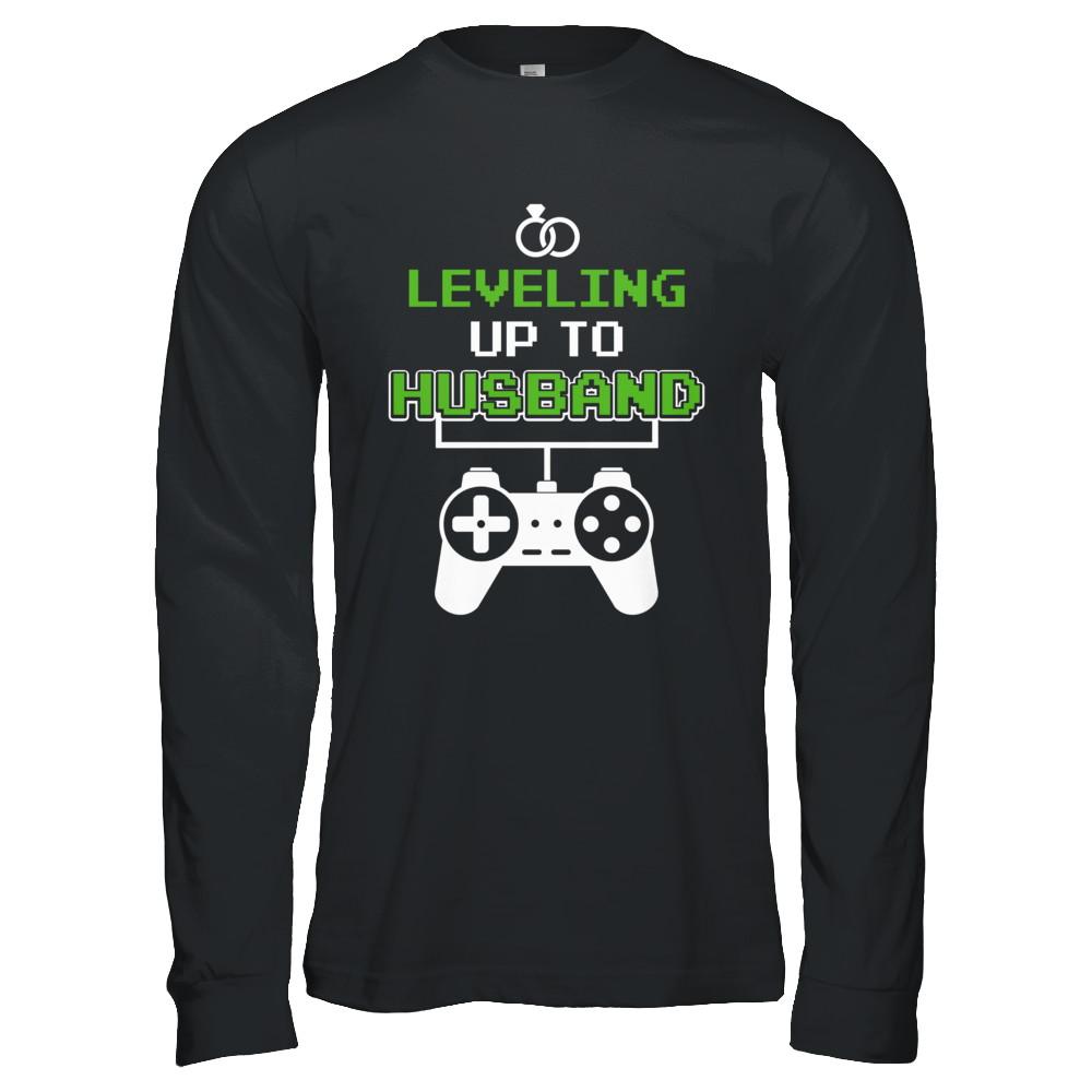 Funny Fiance Leveling Up To Husband For Groom-T-Shirt & Hoodie-Long Sleeve T-Shirt-Black