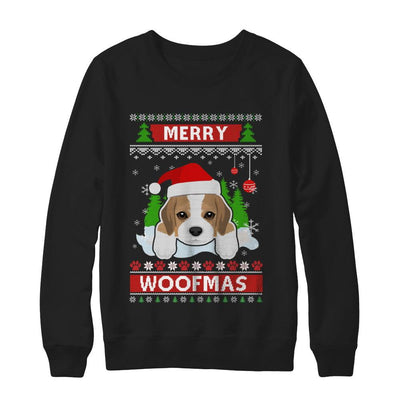 Beagle Merry Woofmas Ugly Christmas Sweater-T-Shirt & Sweatshirt-Crewneck Sweatshirt-Black