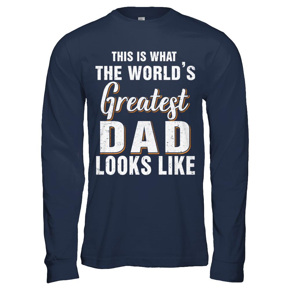 What World's Greatest Dad Looks Like Fathers Day-T-Shirt & Hoodie-Long Sleeve T-Shirt-Navy