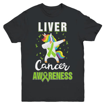 Inspirational Liver Cancer Awareness Unicorn Support Youth-Youth Shirt-Youth T-Shirt-Black