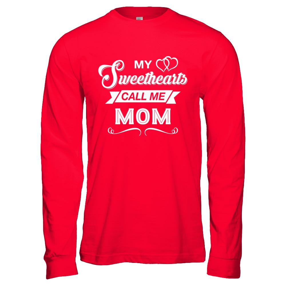 My Sweethearts Call Me Mom-T-Shirt & Hoodie-Long Sleeve T-Shirt-Red