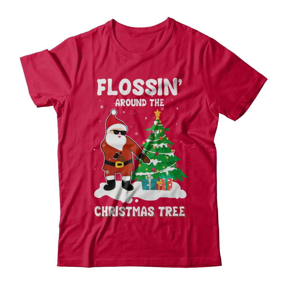 Flossin' Around The Christmas Tree Flossing Santa-T-Shirt & Hoodie-Classic T-Shirt-Red
