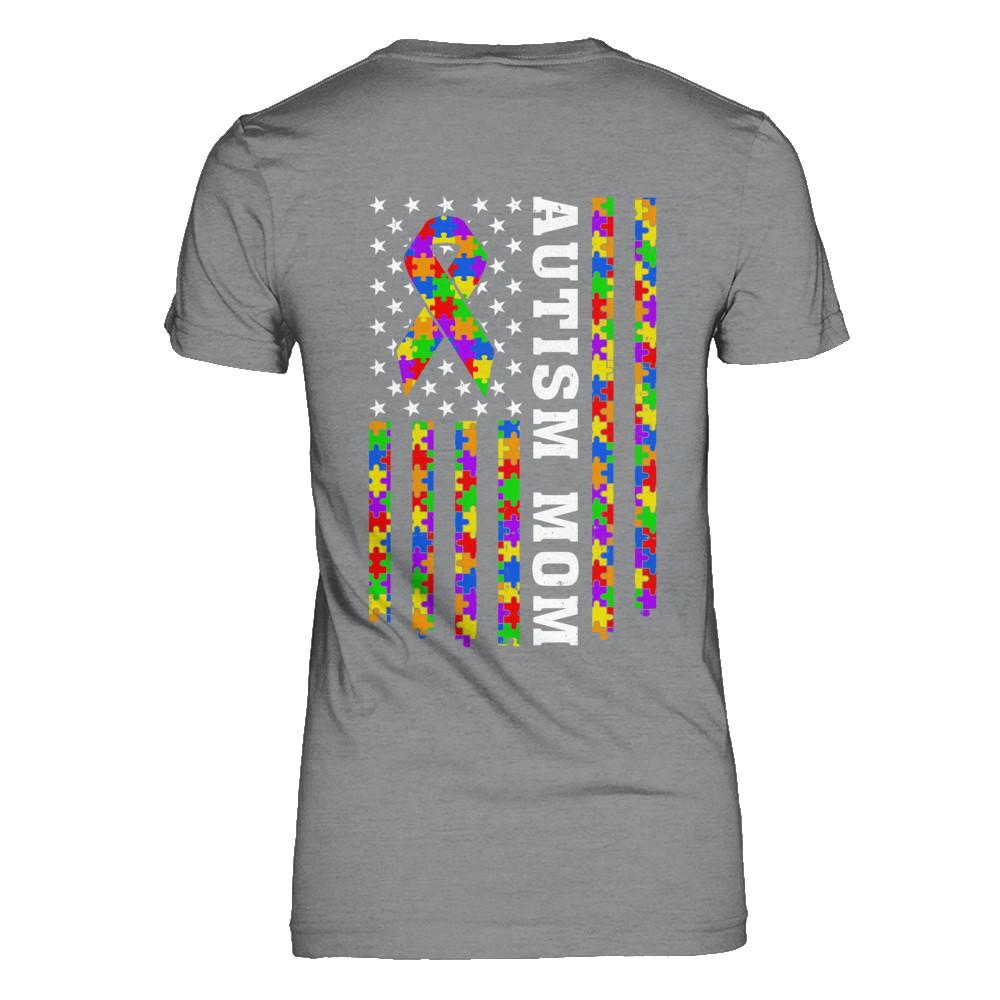 Proud Autism Mom Us Flag Autistic Mommy Mothers Day-T-Shirt & Hoodie-Women's T-Shirt-Sport Grey