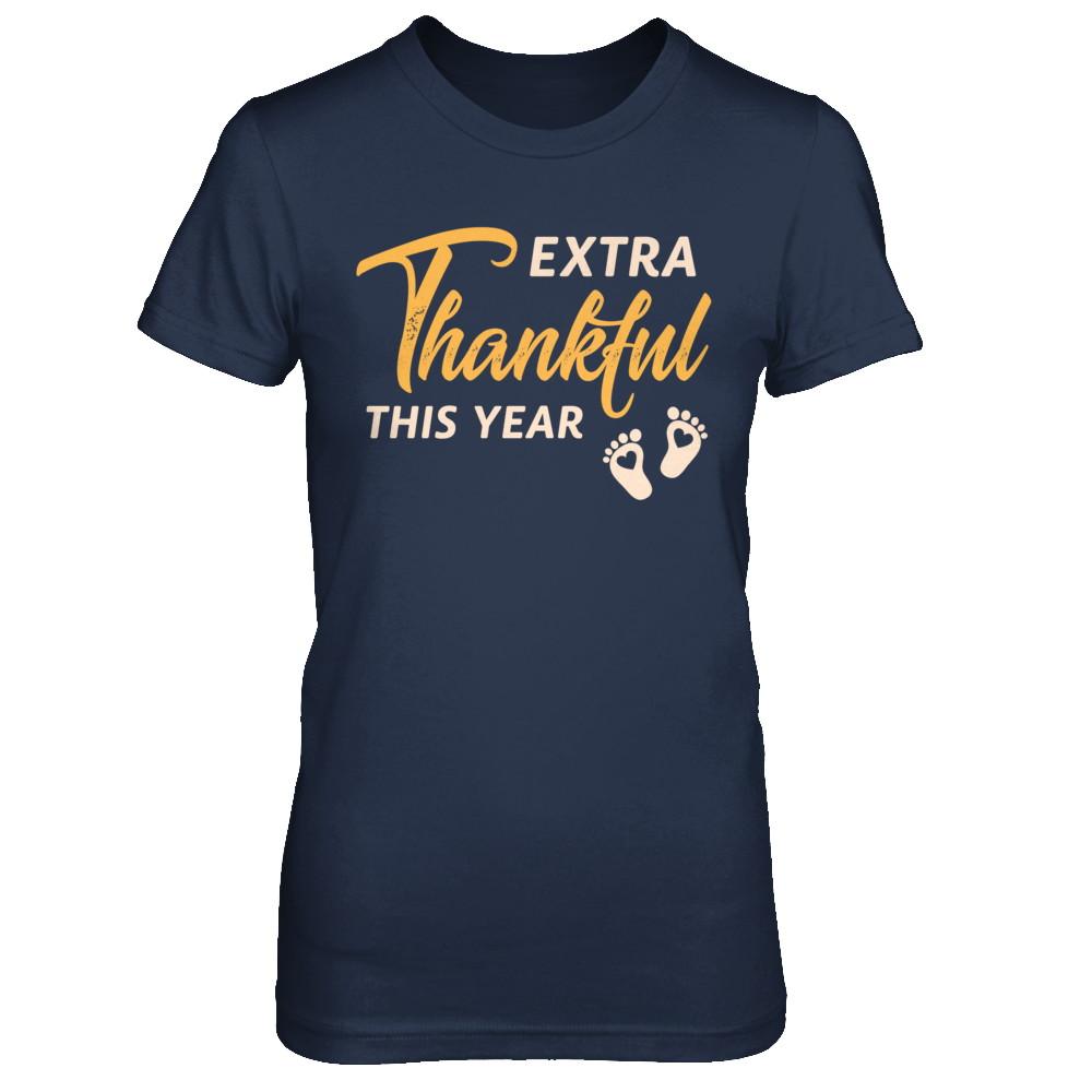 Extra Thankful This Year Pregnant Thanksgiving-T-Shirt & Sweatshirt-Women's T-Shirt-Navy