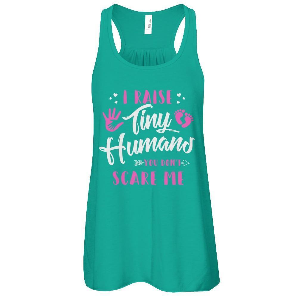 I Raise Tiny Humans You Don't Scare Me-T-Shirt & Tank Top-Women's Flowy Racerback Tank-Kelly