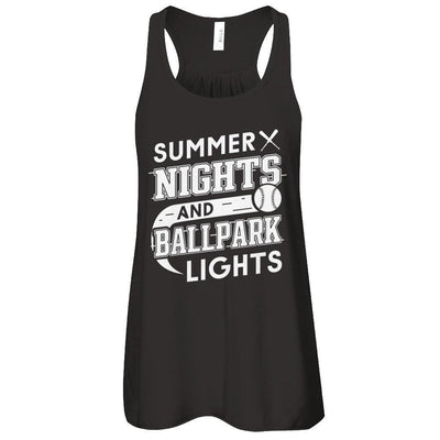 Summer Nights Ballpark Lights Baseballs-T-Shirt & Hoodie-Women's Flowy Racerback Tank-Black