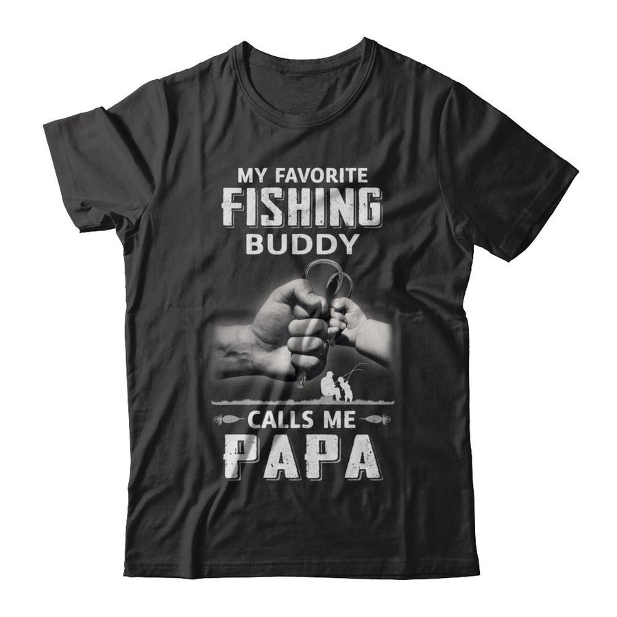 My Favorite Fishing Buddy Calls Me Papa Fish Fathers Day-T-Shirt & Hoodie-Classic T-Shirt-Black