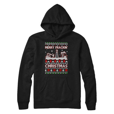 Oilfield Merry Fracking Christmas Ugly Sweater Gifts-T-Shirt & Sweatshirt-Pullover Hoodie-Black