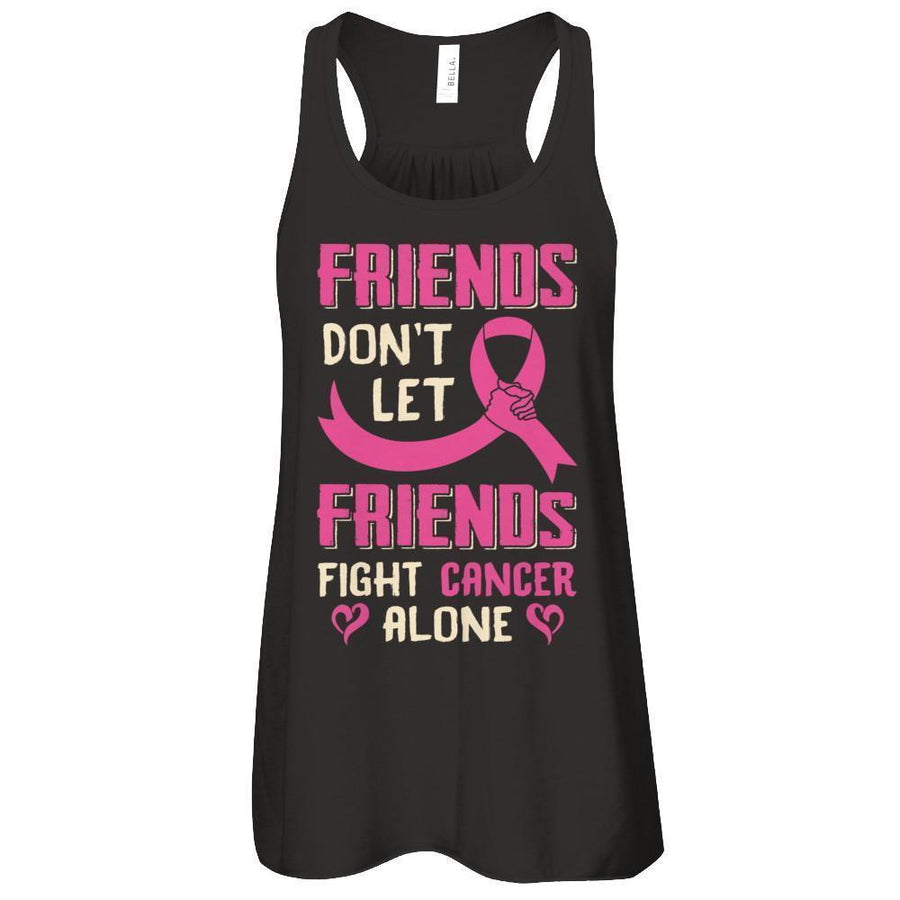 Friends Don't Let Friends Fight Cancer Alone Breast Cancer-T-Shirt & Tank Top-Women's Flowy Racerback Tank-Black