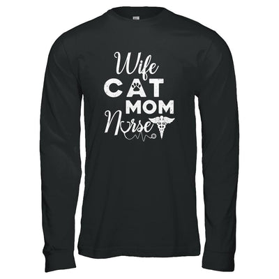 Wife Cat Mom Nurse-T-Shirt & Tank Top-Long Sleeve T-Shirt-Black