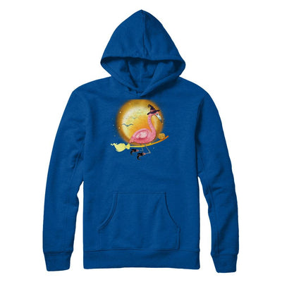 Funny Halloween Flamingo Witch Broom Scary-T-Shirt & Hoodie-Pullover Hoodie-Deep Royal