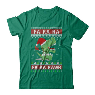 Fa La La Fa Ra Rawr T-Rex Dinosaur Ugly Christmas Sweater-T-Shirt & Sweatshirt-Classic T-Shirt-Kelly Green