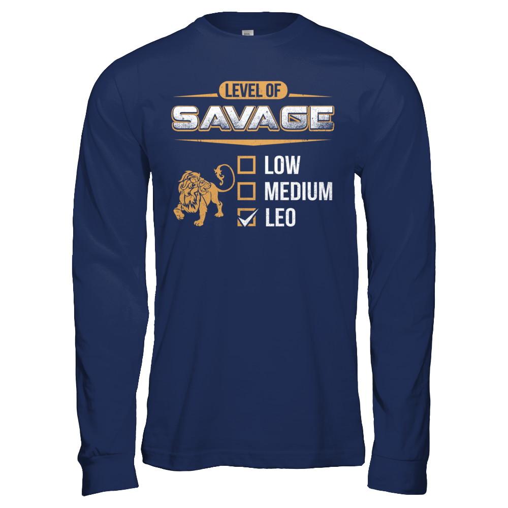 Level Of Savage Leo-T-Shirt & Hoodie-Long Sleeve T-Shirt-Navy