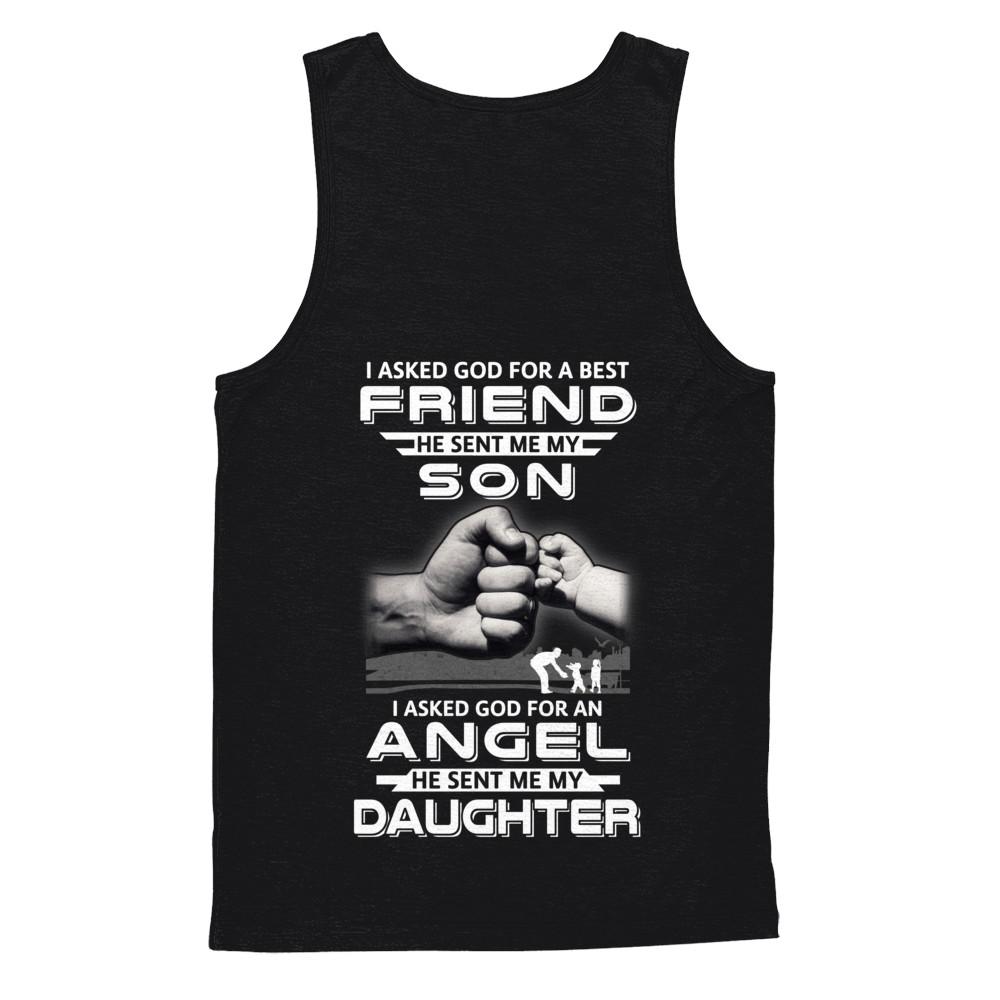 Asked God For A Best Friend He Sent Me My Son & Angel Daughter-T-Shirt & Hoodie-Unisex Tank-Black
