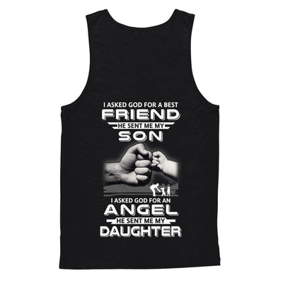 Asked God For A Best Friend He Sent Me My Son & Angel Daughter-T-Shirt & Hoodie-Unisex Tank-Black
