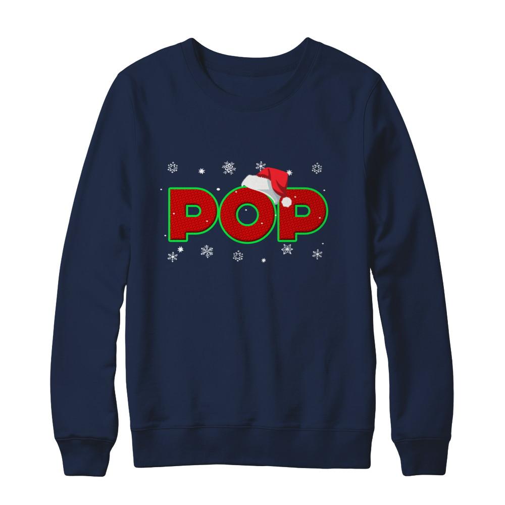 Pop Christmas Santa Ugly Sweater Gift-T-Shirt & Sweatshirt-Crewneck Sweatshirt-Navy