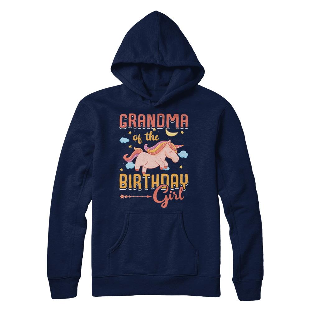 Grandma Of The Birthday Girl Unicorn-T-Shirt & Hoodie-Pullover Hoodie-Navy