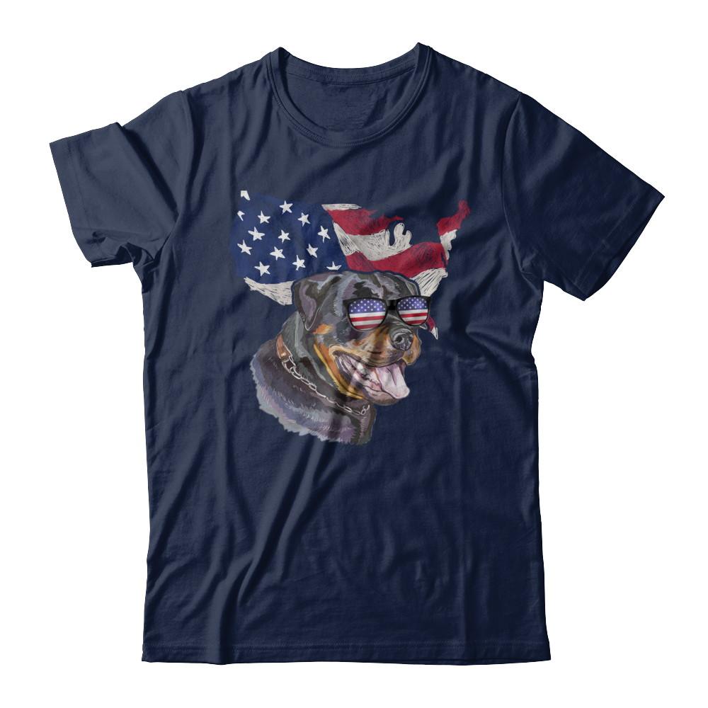 Funny Patriot Rottweiler Dog 4Th Of July American Flag-T-Shirt & Hoodie-Classic T-Shirt-Navy