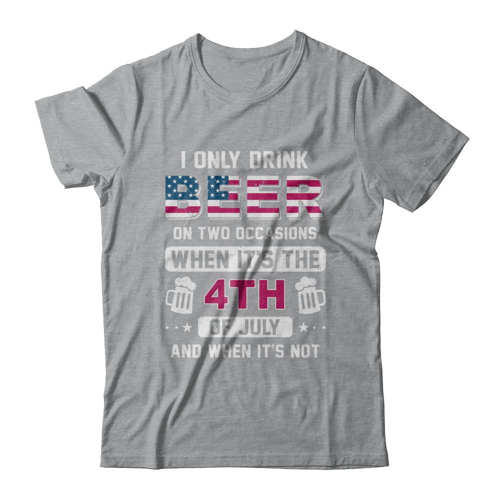 Funny Drinking Beer 4Th Of July Party American Flag-T-Shirt & Hoodie-Classic T-Shirt-Sport Grey