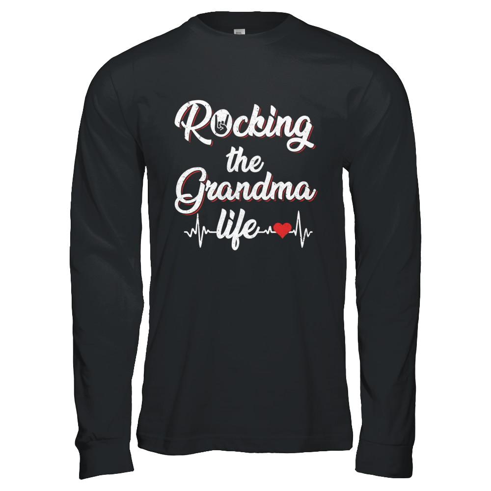 Rocking The Grandma Life Mothers Day Gifts-T-Shirt & Hoodie-Long Sleeve T-Shirt-Black