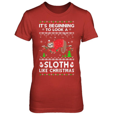 It's Beginning To Look A Sloth Like Christmas Sweater-T-Shirt & Sweatshirt-Women's T-Shirt-Red