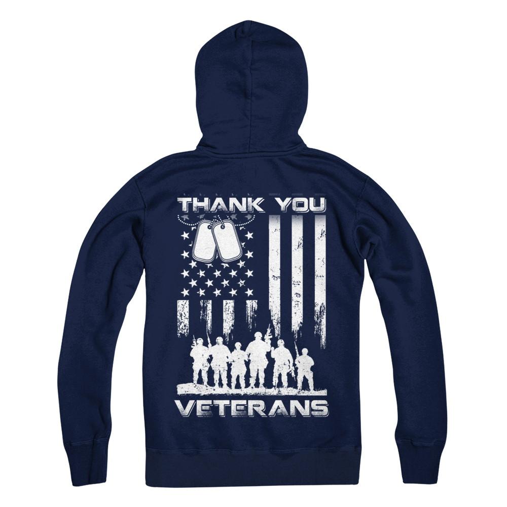 Veteran Thank You Veterans American Flag-T-Shirt & Hoodie-Pullover Hoodie-Navy