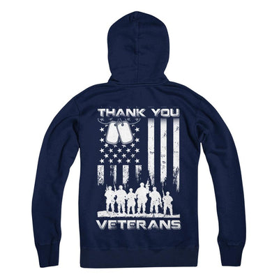 Veteran Thank You Veterans American Flag-T-Shirt & Hoodie-Pullover Hoodie-Navy
