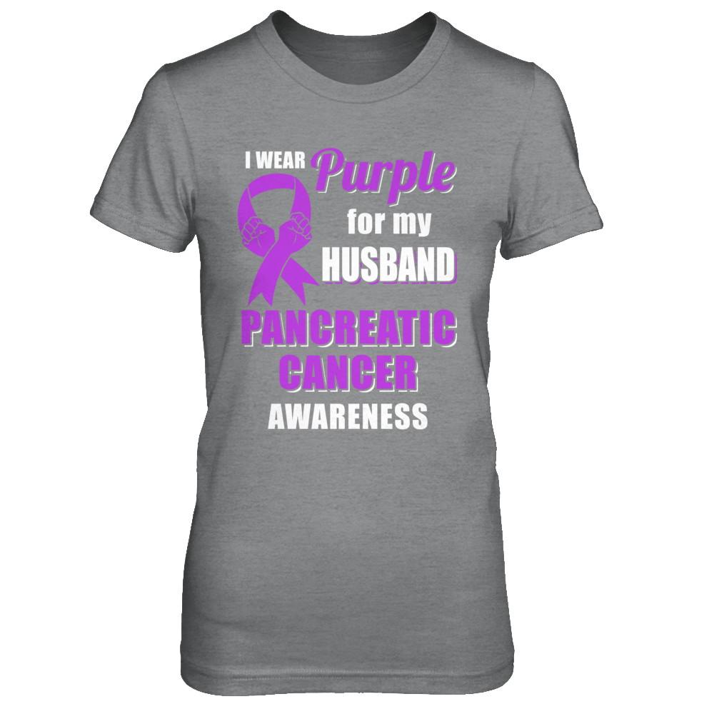 I Wear Purple For My Husband Pancreatic Cancer Wife-T-Shirt & Hoodie-Women's T-Shirt-Sport Grey