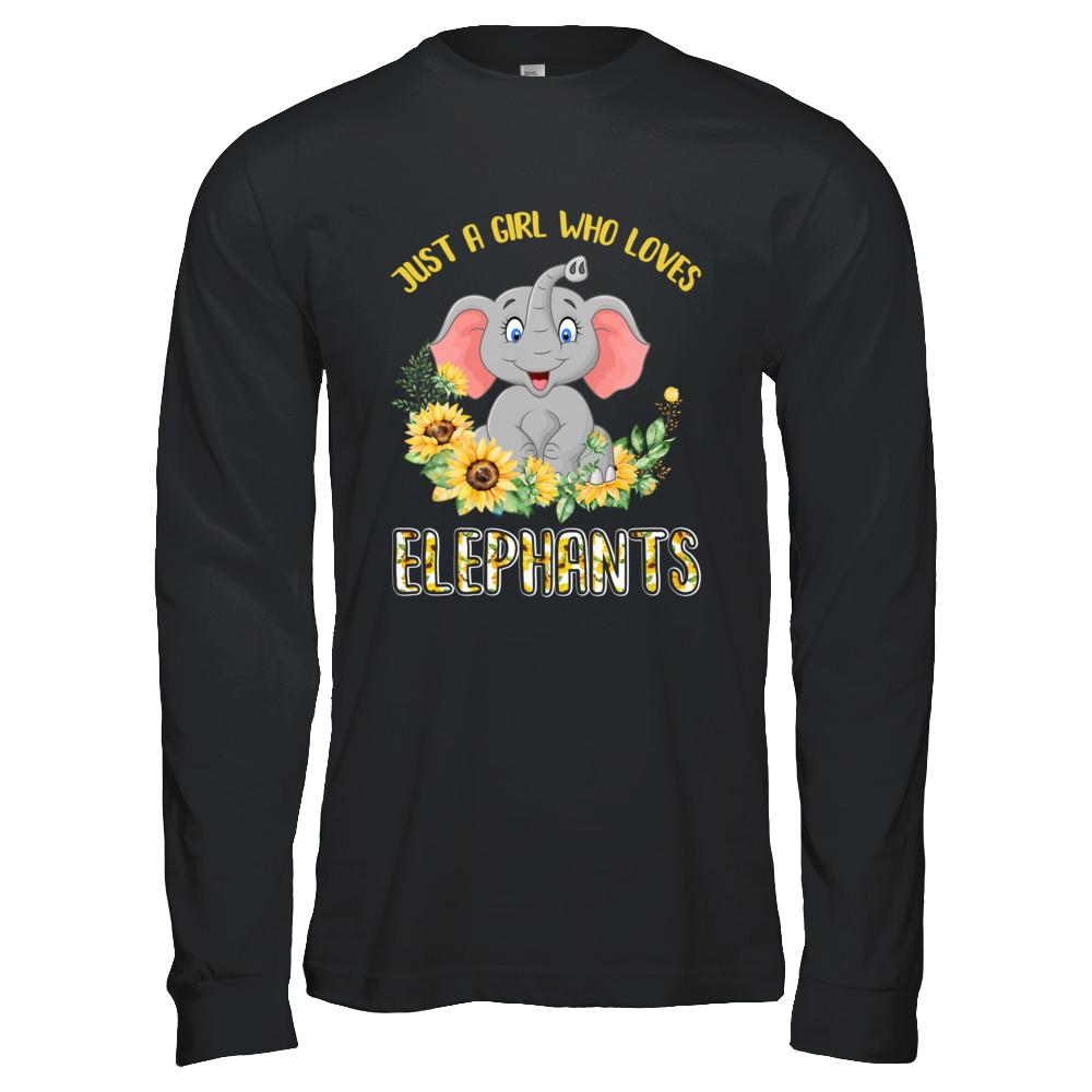 Just A Girl Who Loves Elephants And Sunflowers-T-Shirt & Hoodie-Long Sleeve T-Shirt-Black