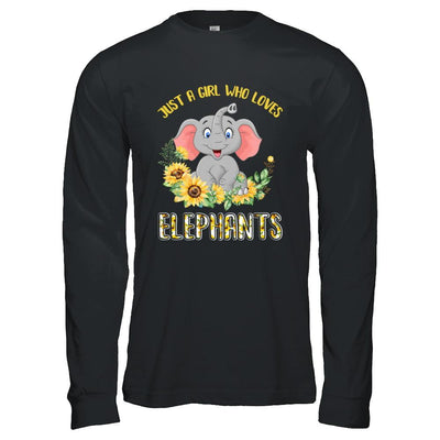 Just A Girl Who Loves Elephants And Sunflowers-T-Shirt & Hoodie-Long Sleeve T-Shirt-Black