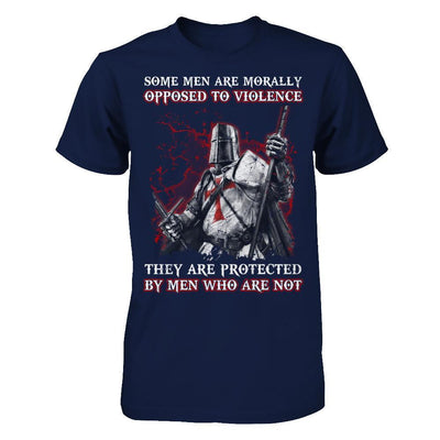 Knight Templar Men Opposed To Violence They Are Protected By Men Who Are Not-T-Shirt & Hoodie-Classic T-Shirt-Navy